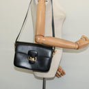 CELINE Sulky Shoulder Bag Leather Black Gold Auth 130625-24