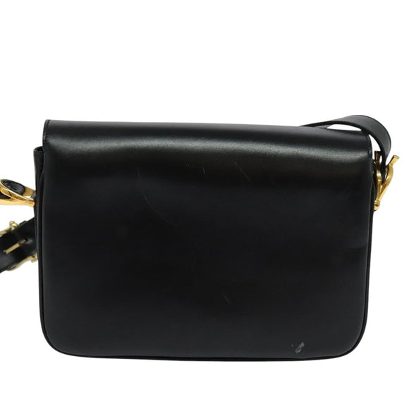 CELINE Sulky Shoulder Bag Leather Black Gold Auth 130625