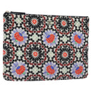 CHANEL Christmas Clutch Bag Nylon Black Silver CC Auth 130636V-1