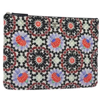 CHANEL Christmas Clutch Bag Nylon Black Silver CC Auth 130636V