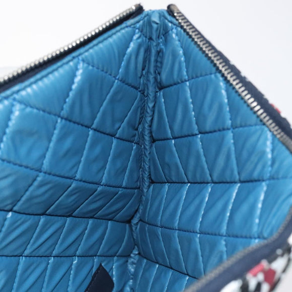 CHANEL Christmas Clutch Bag Nylon Black Silver CC Auth 130636V