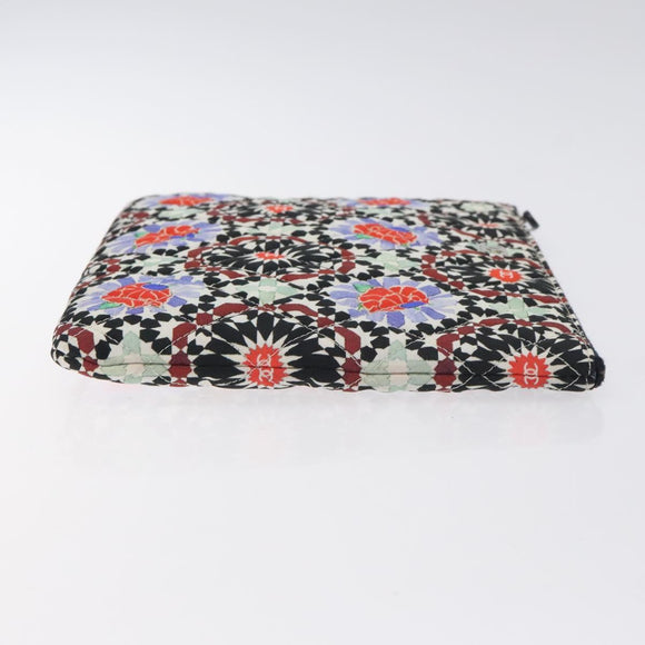 CHANEL Christmas Clutch Bag Nylon Black Silver CC Auth 130636V