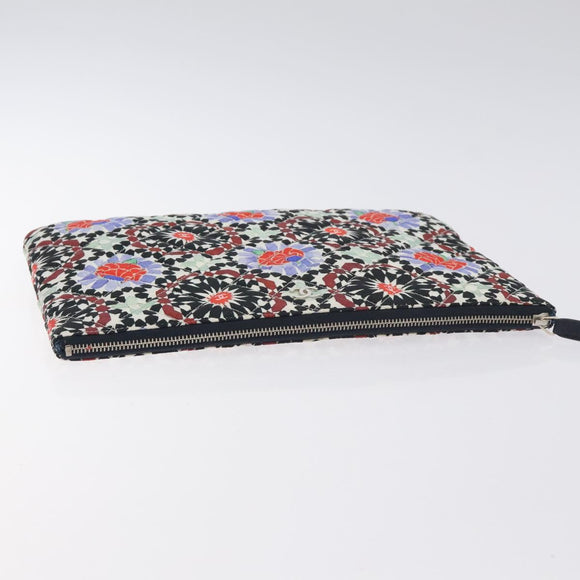 CHANEL Christmas Clutch Bag Nylon Black Silver CC Auth 130636V