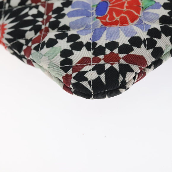 CHANEL Christmas Clutch Bag Nylon Black Silver CC Auth 130636V