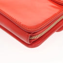 CHANEL Chain Shoulder Wallet Enamel Orange Gold CC Auth 130637-13