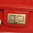 CHANEL Chain Shoulder Wallet Enamel Orange Gold CC Auth 130637-14