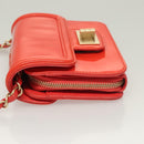 CHANEL Chain Shoulder Wallet Enamel Orange Gold CC Auth 130637-5