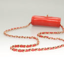 CHANEL Chain Shoulder Wallet Enamel Orange Gold CC Auth 130637-7