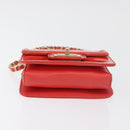 CHANEL Chain Shoulder Wallet Patent leather Orange Gold CC Auth 130637-11