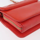 CHANEL Chain Shoulder Wallet Patent leather Orange Gold CC Auth 130637-14