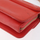 CHANEL Chain Shoulder Wallet Patent leather Orange Gold CC Auth 130637-15