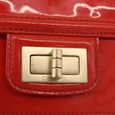 CHANEL Chain Shoulder Wallet Patent leather Orange Gold CC Auth 130637-16
