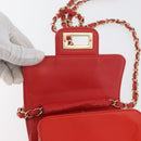 CHANEL Chain Shoulder Wallet Patent leather Orange Gold CC Auth 130637-18