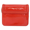 CHANEL Chain Shoulder Wallet Patent leather Orange Gold CC Auth 130637-3