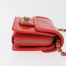 CHANEL Chain Shoulder Wallet Patent leather Orange Gold CC Auth 130637-5