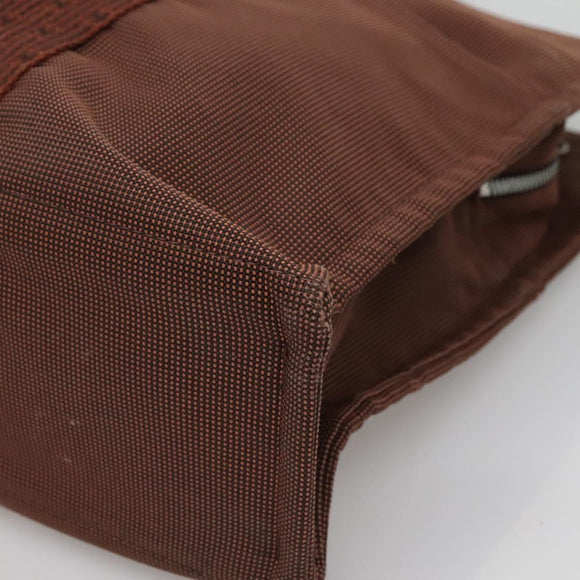 HERMES Her Line MM Hand Bag Canvas Brown Auth 130654