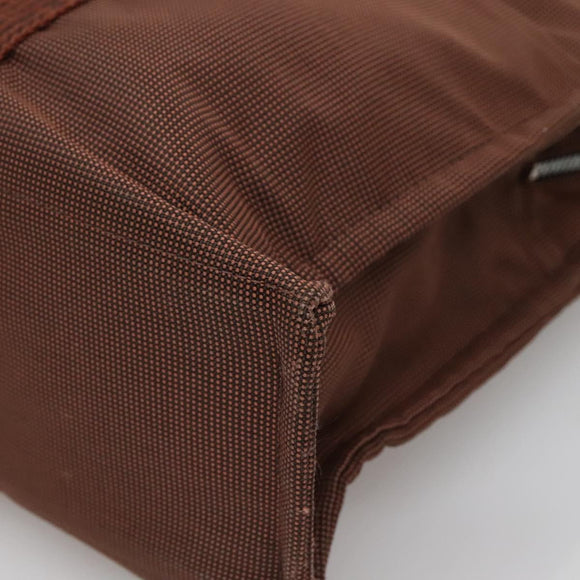 HERMES Her Line MM Hand Bag Canvas Brown Auth 130654