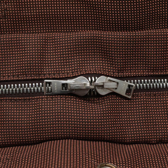 HERMES Her Line MM Hand Bag Canvas Brown Auth 130654