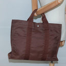 HERMES Her Line MM Hand Bag Canvas Brown Auth 130654-19