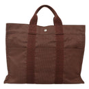 HERMES Her Line MM Hand Bag Canvas Brown Auth 130654-2