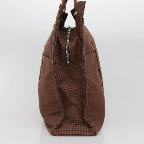 HERMES Her Line MM Hand Bag Canvas Brown Auth 130654