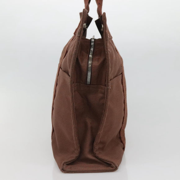 HERMES Her Line MM Hand Bag Canvas Brown Auth 130654
