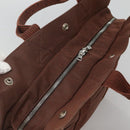 HERMES Her Line MM Hand Bag Canvas Brown Auth 130654-6