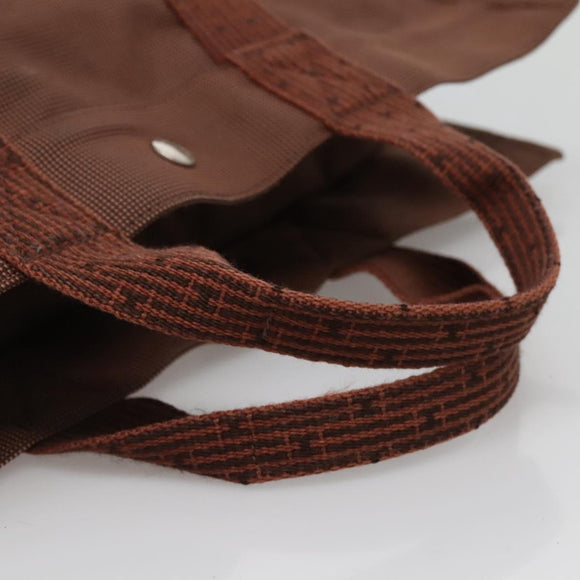 HERMES Her Line MM Hand Bag Canvas Brown Auth 130654