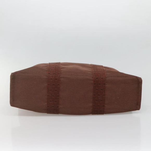 HERMES Her Line MM Hand Bag Canvas Brown Auth 130654