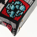 CHANEL Chain Icon Motif Bag Wool Leather Multicolor Gold CC Auth 130674M-15