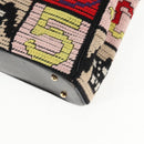 CHANEL Chain Icon Motif Bag Wool Leather Multicolor Gold CC Auth 130674M-16