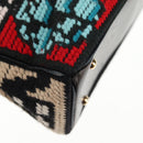 CHANEL Chain Icon Motif Bag Wool Leather Multicolor Gold CC Auth 130674M-17