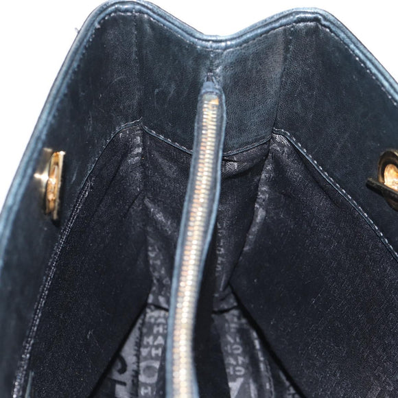 CHANEL Chain Icon Motif Bag Wool Leather Multicolor Gold CC Auth 130674M