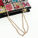 CHANEL Chain Icon Motif Bag Wool Leather Multicolor Gold CC Auth 130674M-7