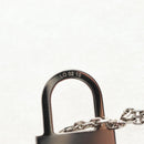 HERMES Orchestral PM Necklace Metal Leather Silver Black Auth 130685M-12