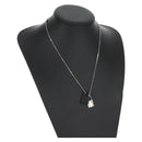 HERMES Orchestral PM Necklace Metal Leather Silver Black Auth 130685M-14