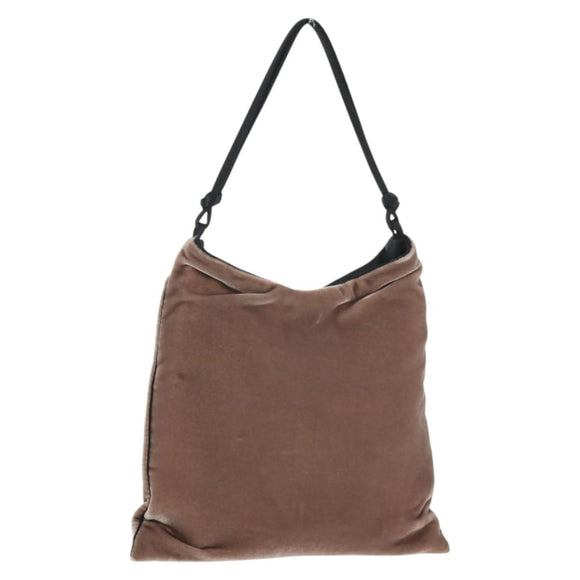 PRADA Hand Bag Velor Gray Auth 130687