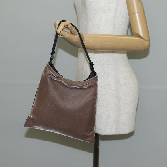 PRADA Hand Bag Velor Gray Auth 130687