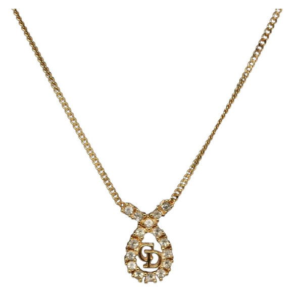 Christian Dior Necklace metal Gold Tone Auth 130688