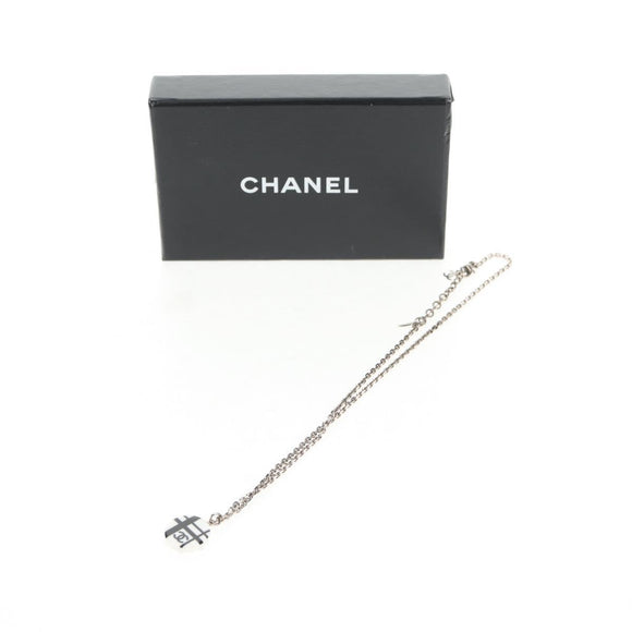 CHANEL Necklace metal Silver CC Auth 130689M