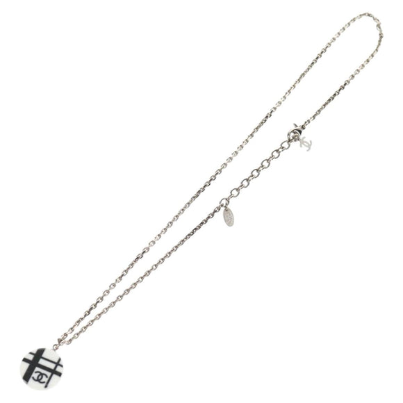 CHANEL Necklace metal Silver CC Auth 130689M