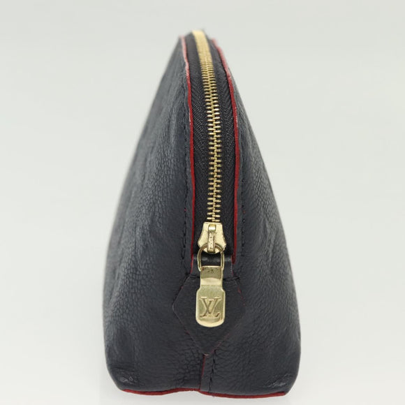 LOUIS VUITTON Monogram Empreinte Pochette Cosmetic PM Navy M69413 LV Auth 130721