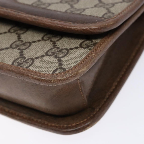 GUCCI GG Supreme Web Sherry Line Shoulder Bag PVC Beige Gold Auth 130754