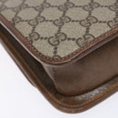 GUCCI GG Supreme Web Sherry Line Shoulder Bag PVC Beige Gold Auth 130754-16