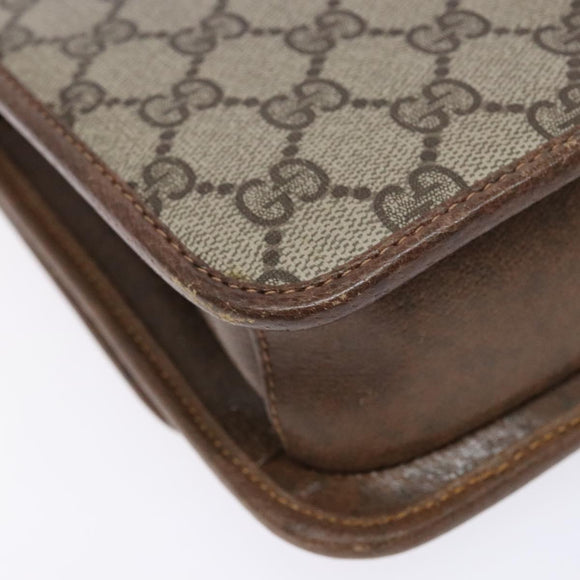 GUCCI GG Supreme Web Sherry Line Shoulder Bag PVC Beige Gold Auth 130754