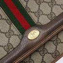 GUCCI GG Supreme Web Sherry Line Shoulder Bag PVC Beige Gold Auth 130754-17