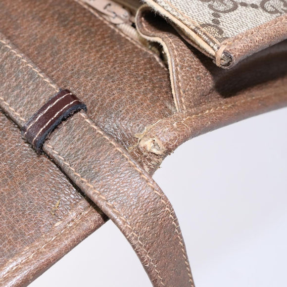 GUCCI GG Supreme Web Sherry Line Shoulder Bag PVC Beige Gold Auth 130754