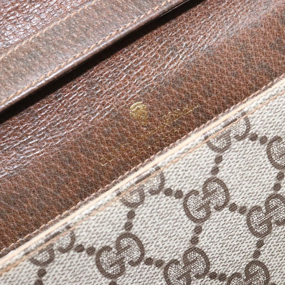 GUCCI GG Supreme Web Sherry Line Shoulder Bag PVC Beige Gold Auth 130754