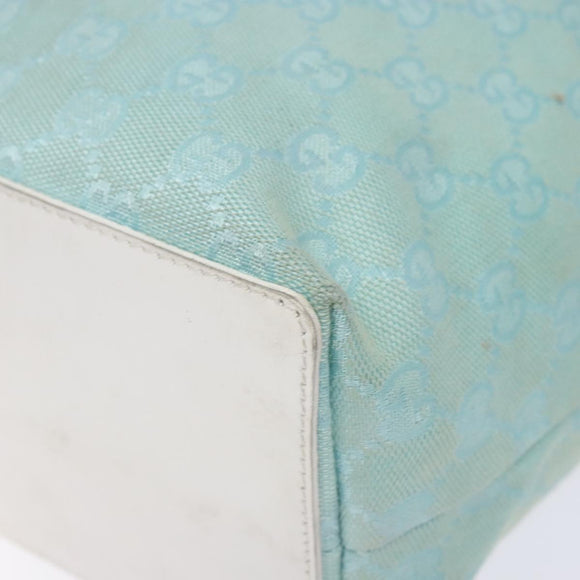 GUCCI GG Canvas Tote Bag Turquoise Blue gold 002 1098 Auth 130756