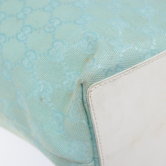GUCCI GG Canvas Tote Bag Turquoise Blue gold 002 1098 Auth 130756